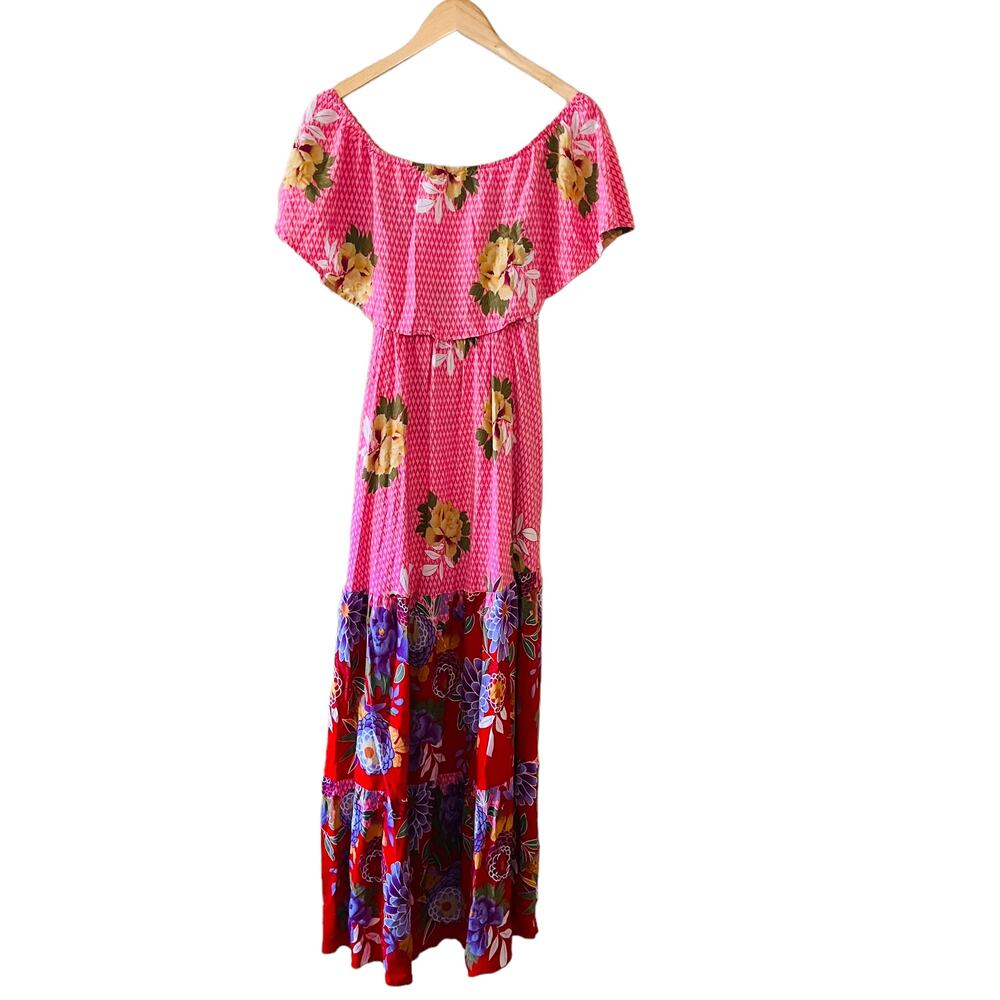 Aakaa Mixed Media Layered Maxi Dress Size Small